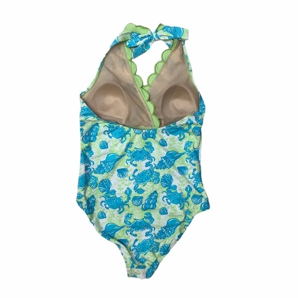 Lilly Pulitzer Halter One Piece Swimsuit Chillin Crab Print Size 4 Beachwear - Picture 3 of 7